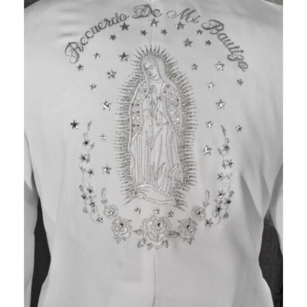 Baptism Outfit Tuxedo Suit Virgen Mary Embroidered, Traje Bautizo Nino Bordado